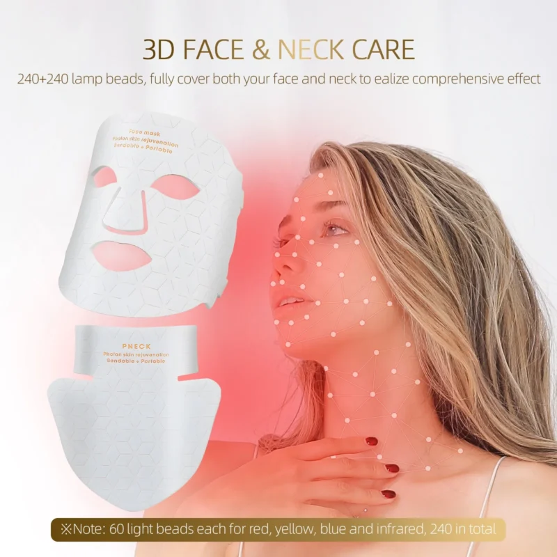 LED Mask for Skin Rejuvenation Infrared and Red Light Therapy for Anti-Aging and Acne Treatment Face Care