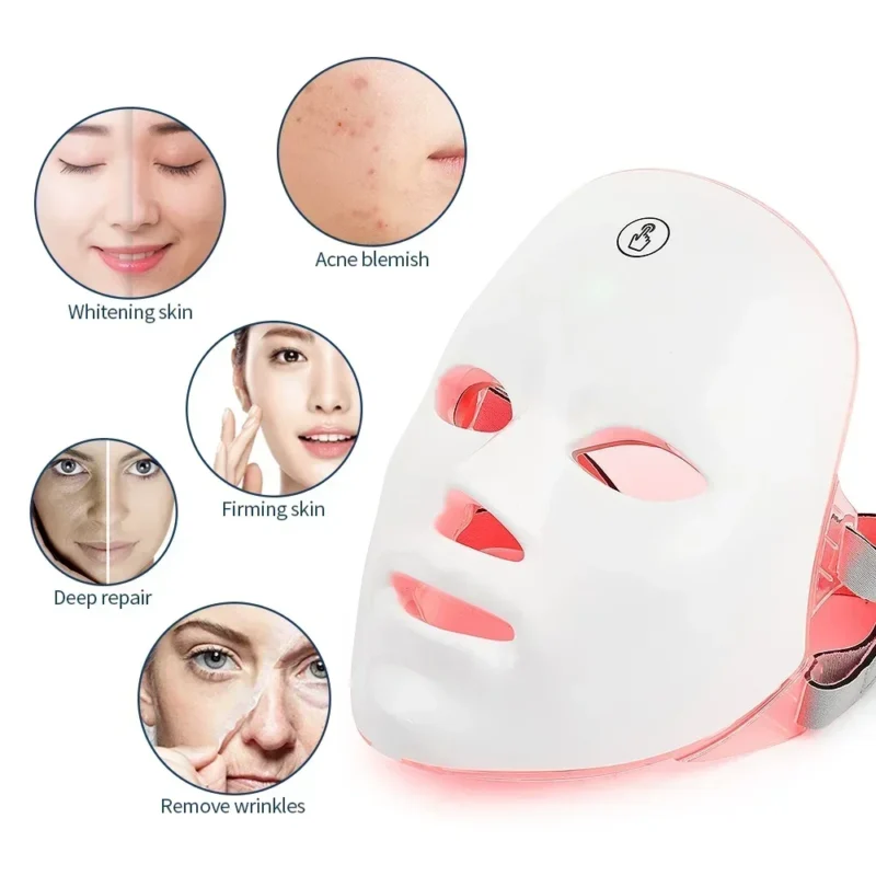 Foreverlily 7 Colors Light LED Facial Skin Care Mask Neck Skin Rejuvenation Treatment Beauty Anti Acne Therapy Whitening - Image 3