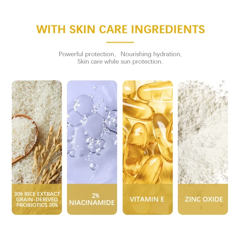 Lakerain SPF50+ Rice+Probiotics Sunscreen Skin Protection Refreshing Makeup Sunscreen Cream UV Resistance Facial Sunscreen New - Image 4